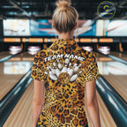 Custom Leopard Cheetah Pattern Bowling Quarter-Zip Shirts, Zebra Bowling Jerseys
