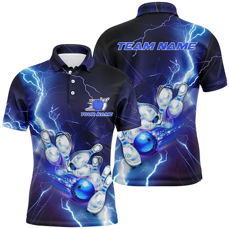Blue Lightning Thunder Custom Bowling Team Jersey,Team Bowling Shirts