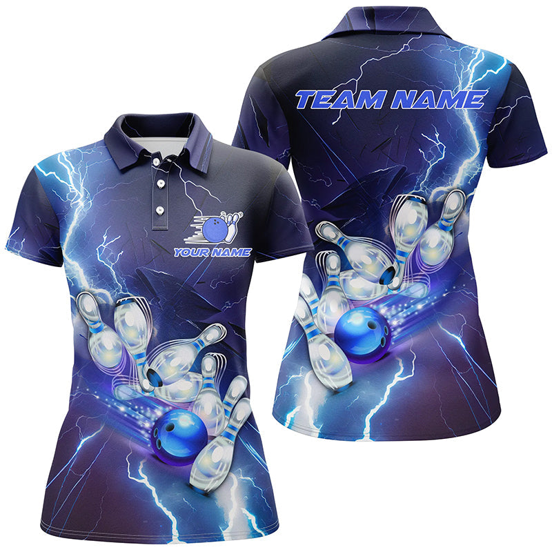 Blue Lightning Thunder Custom Bowling Team Jersey,Team Bowling Shirts