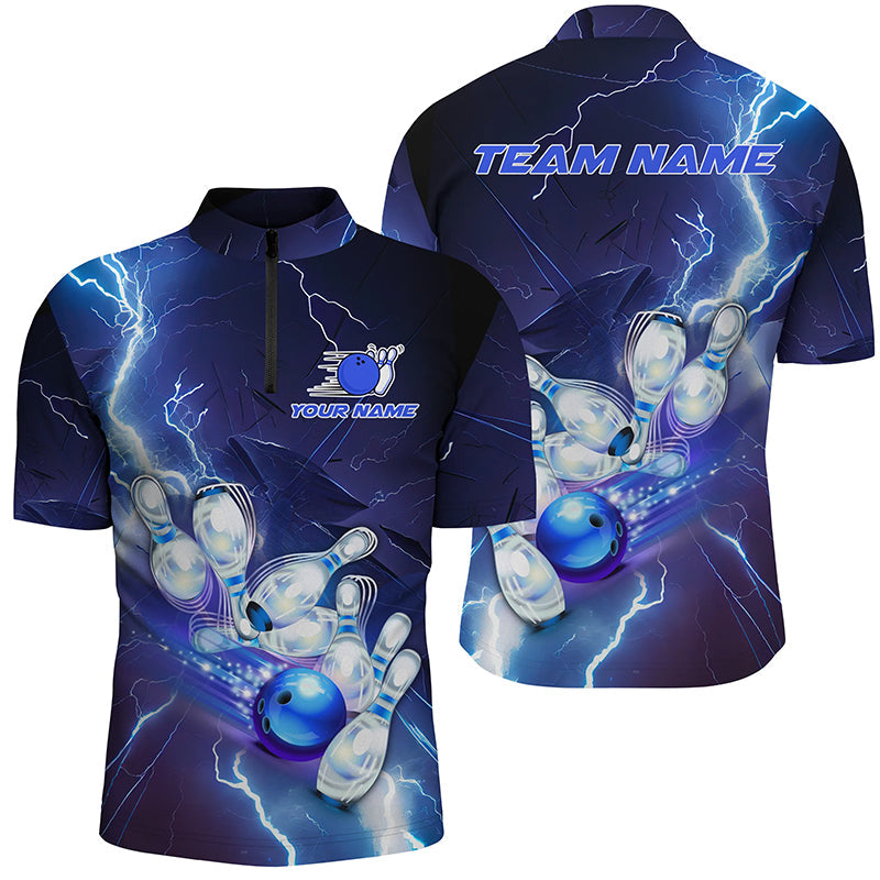Blue Lightning Thunder Custom Bowling Team Jersey,Team Bowling Shirts
