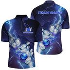 Blue Lightning Thunder Custom Bowling Team Jersey,Team Bowling Shirts