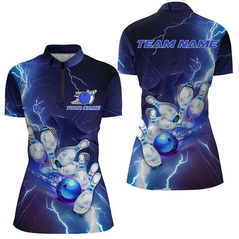 Blue Lightning Thunder Custom Bowling Team Jersey,Team Bowling Shirts