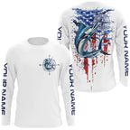 American Flag Marlin Fishing Custom Long Sleeve Fishing Shirts, Patriotic Saltwater Fishing Shirt