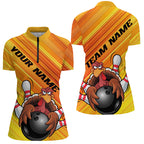 Yellow Custom Funny Turkey Bowling Shirts, Thanksgiving Bowling Shirt Team Uniform