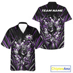 Custom Black And Purple Funny Bowling Ball With Crown Bowling Team And Button Up Shirt
