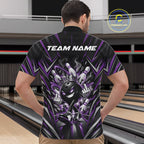 Custom Black And Purple Funny Bowling Ball With Crown Bowling Team Quarter Zip Shirt