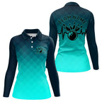 Bowling Heartbeat Pulse Line Blue Argyle Custom Bowling Team Long Sleeve Polo Shirt
