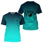 Bowling Heartbeat Pulse Line Blue Argyle Custom Bowling Team T-Shirts