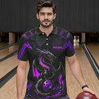 Custom Black And Purple Dragon Bowling Shirts, Dragon Bowling Team Shirts Uniform