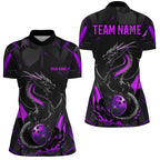 Custom Black And Purple Dragon Bowling Shirts, Dragon Bowling Team Shirts Uniform