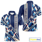 Custom Blue Argyle Pattern Retro Bowling Polo Shirt, Team Uniform