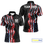 Custom Patriotic American Flag Smoke Flame Dart Team Polo Shirt, US Dart Jersey