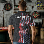 Custom Patriotic American Flag Smoke Flame Dart Team Polo Shirt, US Dart Jersey