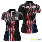 Custom Patriotic American Flag Smoke Flame Dart Team Polo Shirt, US Dart Jersey