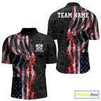 Custom Patriotic American Flag Smoke Flame Dart Team Quarter Zip Shirt, US Dart Jersey