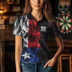 Custom Patriotic Texas State Flag Smoke Flame Dart Team Polo Shirt, Dart Jersey
