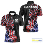 Custom Patriotic American Flag Smoke Flame Dart Team Polo Shirt