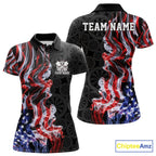 Custom Patriotic American Flag Smoke Flame Dart Team Polo Shirt