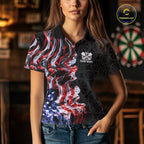 Custom Patriotic American Flag Smoke Flame Dart Team Polo Shirt