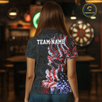 Custom Patriotic American Flag Smoke Flame Dart Team Polo Shirt