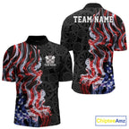 Custom Patriotic American Flag Smoke Flame Dart Team Quarter Zip Shirt