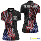 Custom Patriotic American Flag Smoke Flame Dart Team Quarter-Zip Shirt