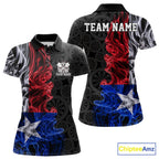 Custom Patriotic Texas State Flag Smoke Flame Dart Team Polo Shirt