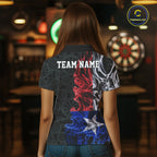 Custom Patriotic Texas State Flag Smoke Flame Dart Team Polo Shirt