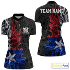 Custom Patriotic Texas State Flag Smoke Flame Dart Team Quarter-Zip Shirt