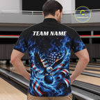 Custom Patriotic Flaming Bald Eagle American Flag Bowling Quarter Zip Shirt