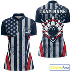 Grunge American Flag Custom Vintage Patriotic Bowling Shirt, Bowler Outfit