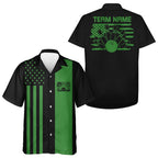 Custom Vintage US Flag Patriotic Bowling Button Up Team Shirt And