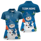 Custom Christmas Snowman Pickleball Polo Shirts, Xmas Pickleball Team Shirt