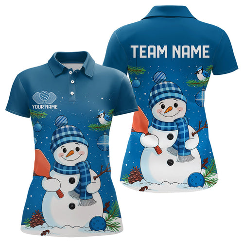 Custom Christmas Snowman Pickleball Polo Shirts, Xmas Pickleball Team Shirt