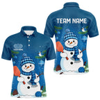 Custom Christmas Snowman Pickleball Polo Shirts, Xmas Pickleball Team Shirt