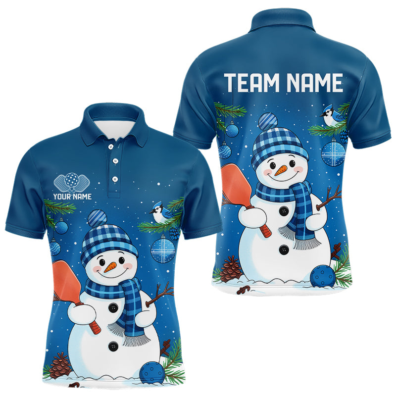 Custom Christmas Snowman Pickleball Polo Shirts, Xmas Pickleball Team Shirt