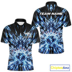 Custom Icy Blue Crystal Ice Bowling League Team Polo Shirt, Bowling Jersey
