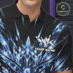 Custom Icy Blue Crystal Ice Bowling League Team Polo Shirt, Bowling Jersey