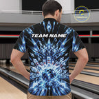 Custom Icy Blue Crystal Ice Bowling League Team Quarter Zip Shirt, Bowling Jersey