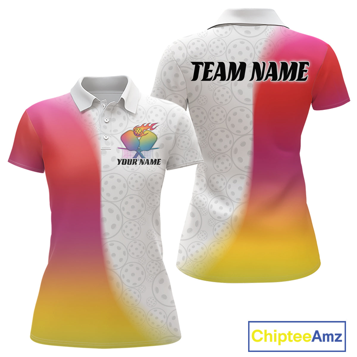 Custom Colorful Pickleball Pattern Pickleball Polo Shirt, Pickleball League Shirt