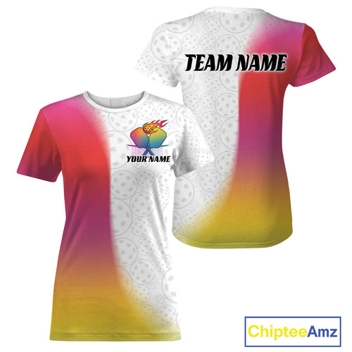 Custom Colorful Pickleball Pattern Pickleball T-Shirts, Pickleball League