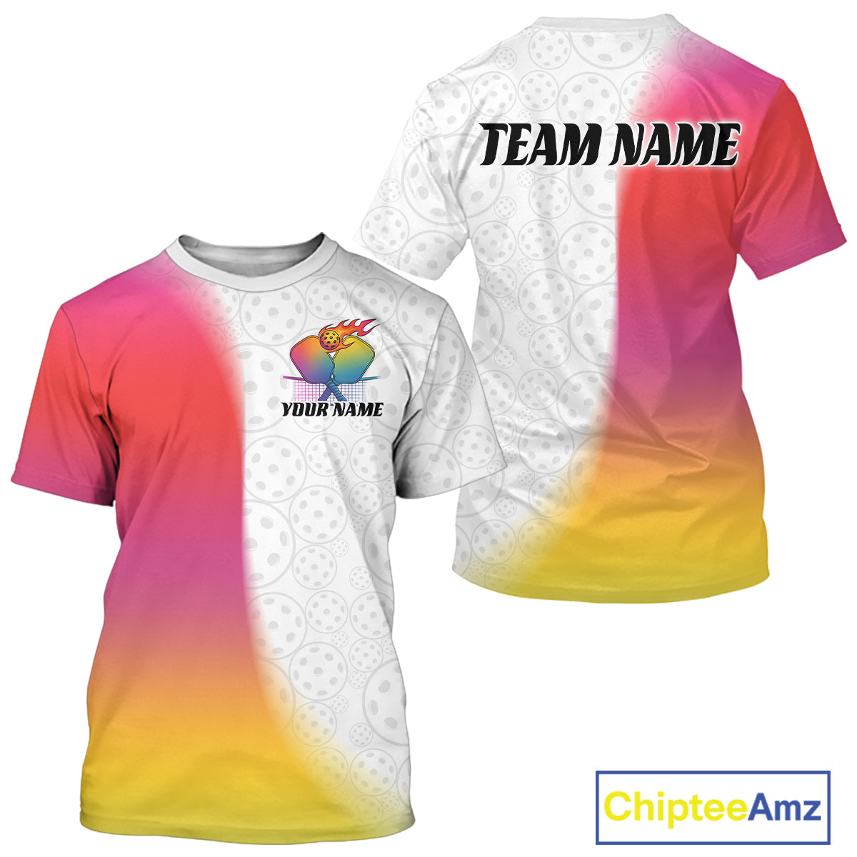 Custom Colorful Pickleball Pattern Pickleball T-Shirts, Pickleball League