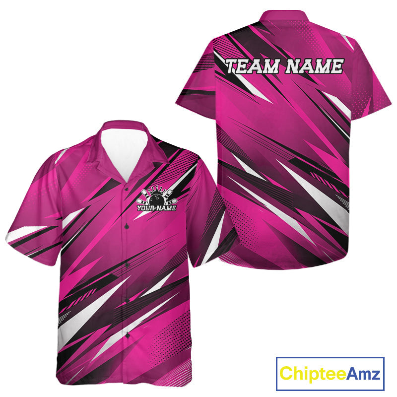 Custom Pink Team Bowling Jerseys And, Bowling Tournament Hawaiian Shirt Bowler Outfit