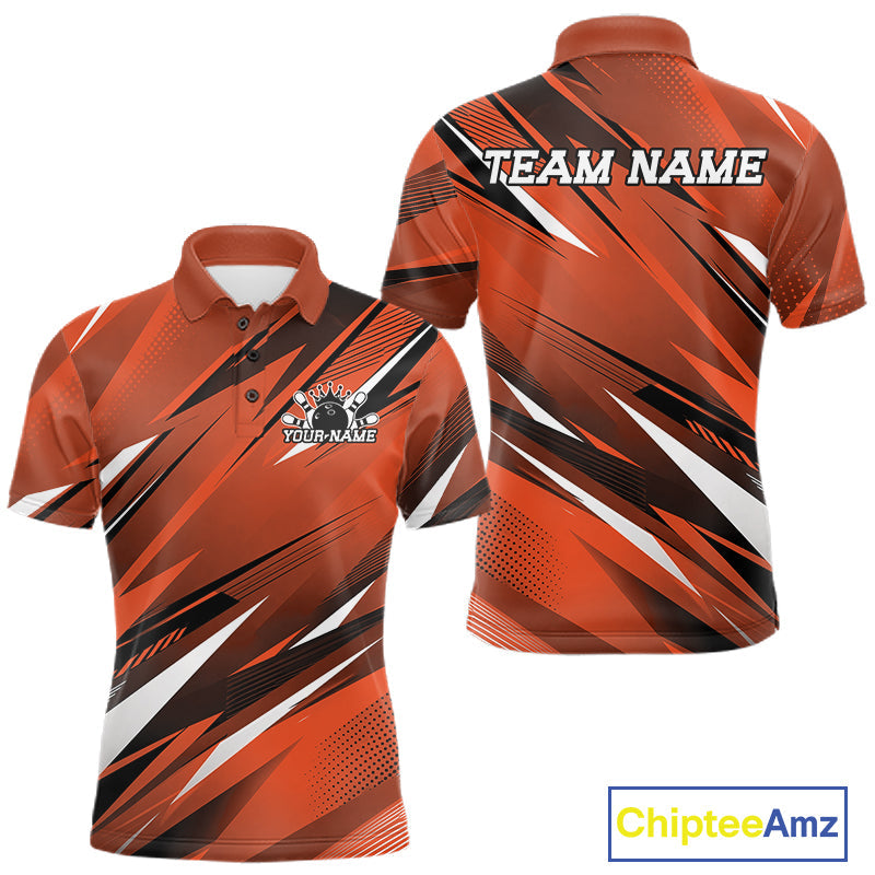 Custom Orange Team Bowling Jerseys, Bowling Tournament Polo Shirt Bowler Outfit