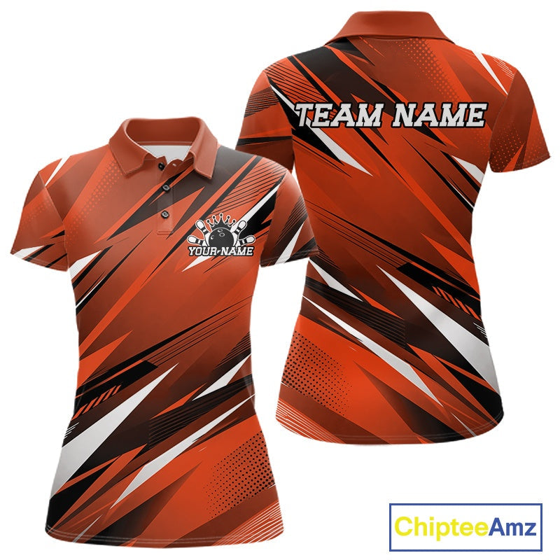 Custom Orange Team Bowling Jerseys, Bowling Tournament Polo Shirt Bowler Outfit