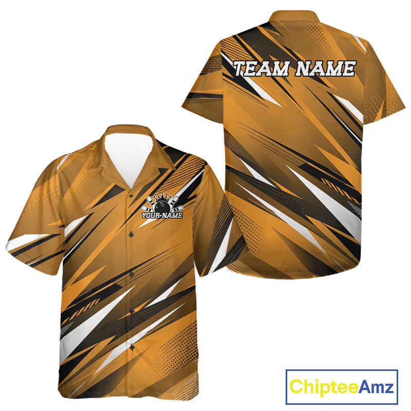 Custom Yellow Team Bowling Jerseys And, Bowling Tournament Hawaiian Shirt Bowler Outfit