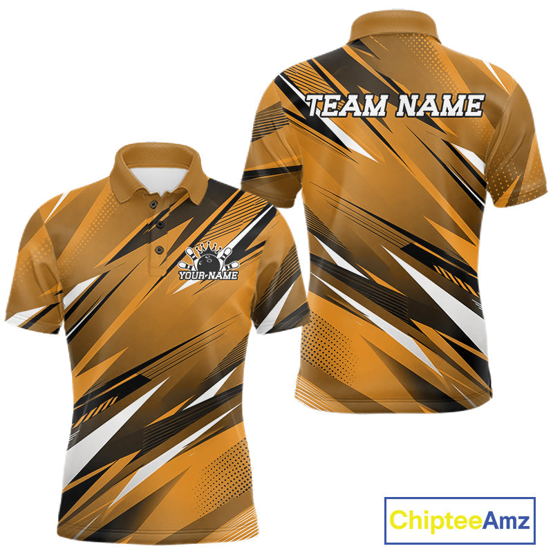 Custom Yellow Team Bowling Jerseys, Bowling Tournament Polo Shirt Bowler Outfit