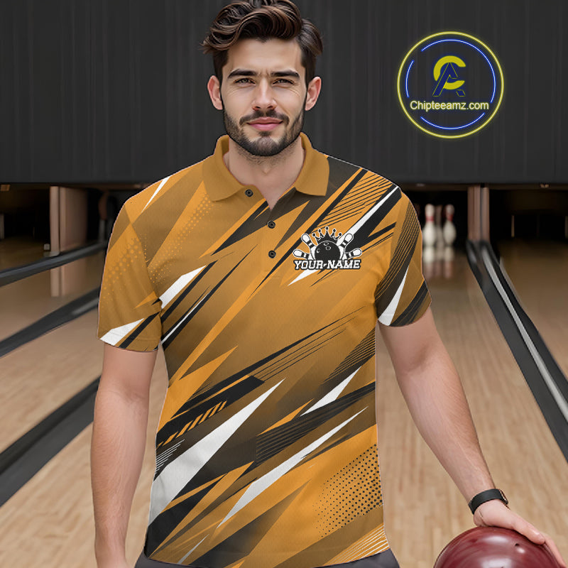 Custom Yellow Team Bowling Jerseys, Bowling Tournament Polo Shirt Bowler Outfit