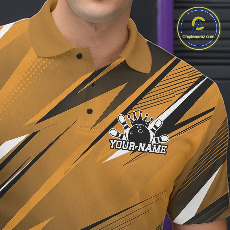 Custom Yellow Team Bowling Jerseys, Bowling Tournament Polo Shirt Bowler Outfit