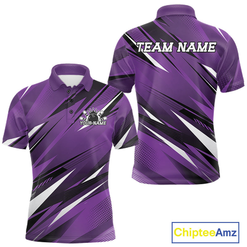 Custom Purple Team Bowling Jerseys, Bowling Tournament Polo Shirt Bowler Outfit